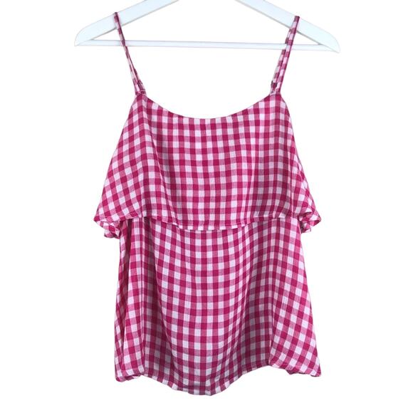 ABOUND Pink Checkered Tiered Spaghetti Strap Tank NWOT Picnic Summer Small - Picture 1 of 6